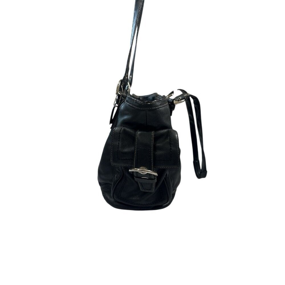 Coach SoHo Large Shoulder Tote 10037 Black Leather with Accent Stitching - Picture 2 of 16